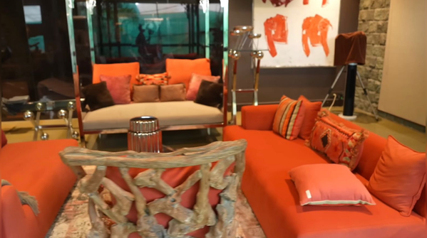 Living area set in orange tones