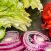 Onion, cucumber and the raw plate