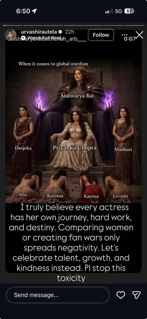 Urvashi Rautela: 'Stop this toxicity': Urvashi Rautela fires back at viral  AI image showing her kneeling before Aishwarya Rai, Deepika Padukone |  Hindi Movie News - The Times of India
