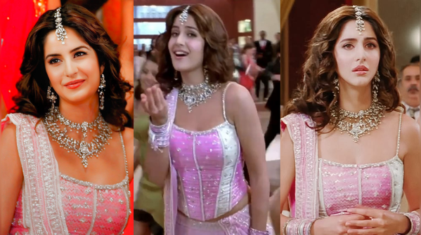 Pink corset lehenga set from the song ‘Inshallah’ in 'Welcome'.