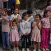 Children crowd Gazan streets