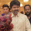 Article image for: Vijay’s beige veshti look at the Sathyabama University wedding reception