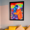 A modern, vibrant, coloured abstract portrait