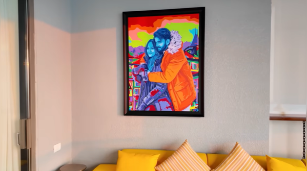 A modern, vibrant, coloured abstract portrait