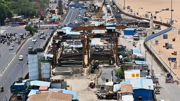 Construction underway near Marina Beach for Phase-II project