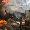 Scenes of chaos as flames spread through building