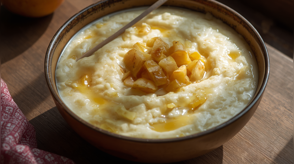 Sweet Dahi-Poha with Apple Chunks