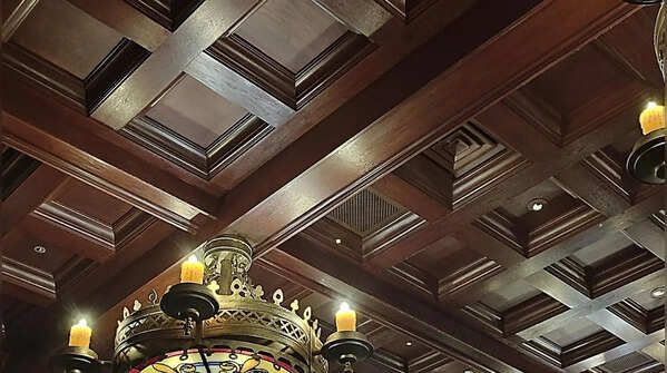 Wooden panel ceiling