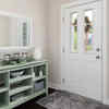 Statement mirror with a sleek console table