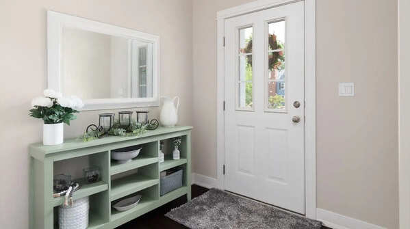 Statement mirror with a sleek console table