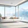 Window walls tinted with various glass