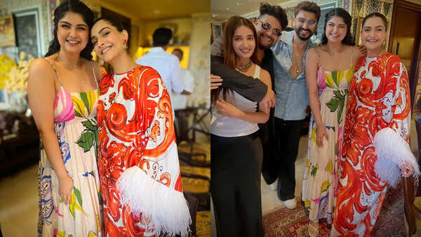 sonam kapoor birthday dress Birthday: Sonam Kapoor turns 41 in style, stuns in a designer kaftan at intimate celebration wine red prom dresses Witchy Bell Sleeve Dress Color:Blush/Multi