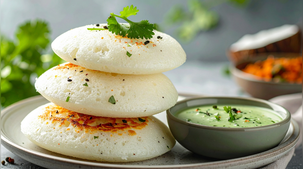 Idli with chutney