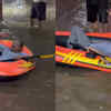 Article image for: Delhi man rides raft through waterlogged Greater Kailash road, video leaves internet amused