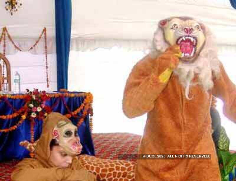 Students performing a play