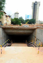 Here is the entrance to the Cubbon Park underground metro station.