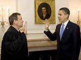 Obama retakes oath