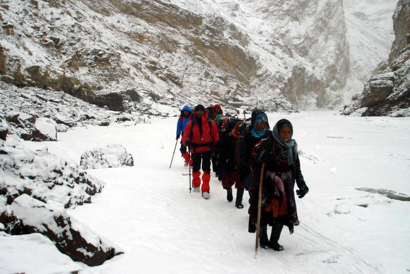 Chaddar trek on ice with locals