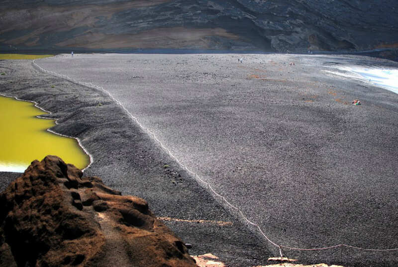 Green Lagoon Black Beach Blue Water at El Golfo