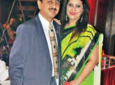 Raghvendra poses his wife Anupama during a farewell party