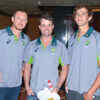 Article image for: Autralian cricketers pose for a photo during a photo exhibition