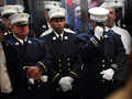 Firefighters attend a ceremony at the Fire Department of New York headquarters