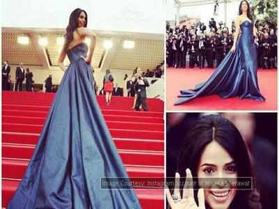 CANNES 2017: IN PICS- After Deepika Padukone, Mallika Sherawat impresses at  the RED CARPET; Bollywood bombshell looks ravishing in an embellished ivory  trailed gown!