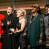 Stevie Wonder (3rd from R) and Pentatonix perform 'That's the Way of the World' as a tribute to Earth Wind and Fire singer Maurice White, who died in 2016, at the 58th Grammy Awards in Los Angeles, California February 15, 2016.