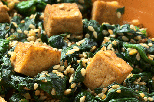 Sesame Tofu with Spinach