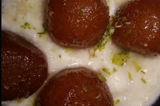 Gulab Jamun with Fruit Cream