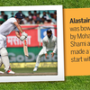 Article image for: <i class="tbold">Alastair Cook</i> was bowled for 2 by Mohammed Shami as India made a terrific start with the ball