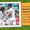 Article image for: Chasing 405, <i class="tbold">Alastair Cook</i> and Haseeb Hameed shunned India attack with dogged defence taking the visitors to 40/0 at tea