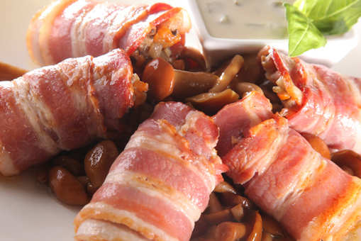 Bacon-wrapped Roasted Sausage