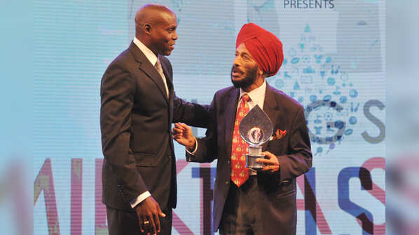 Carl Lewis and Milkha Singh @ TOISA 2015