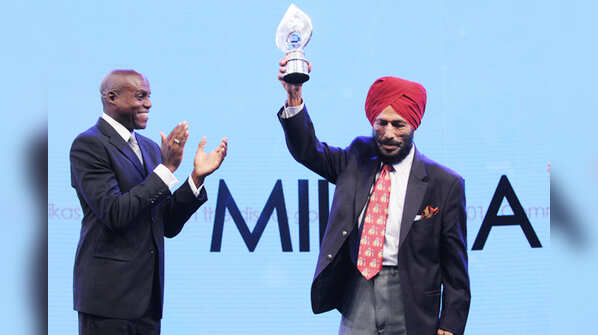Carl Lewis and Milkha Singh @ TOISA 2015