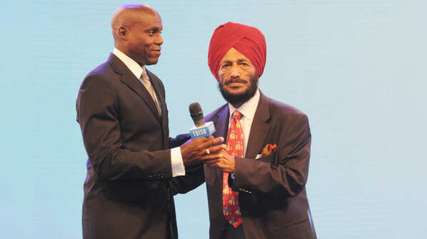 Carl Lewis and Milkha Singh @ TOISA 2015