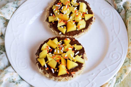 Grilled Mango-Nutella Open Faced Sandwich