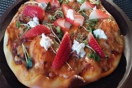 Strawberry Pizza with Microgreens & Goat Cheese