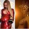 Beyonce flaunts her baby bump in a glittering golden ensemble