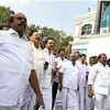 DMK MLAs along with Stalin walk inside the secretariat