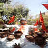 Shiv Sena party members celebrating