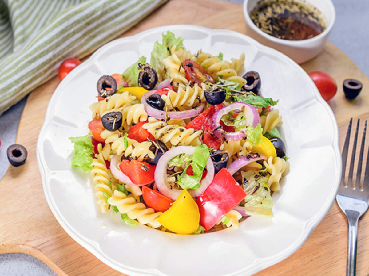 Rainbow Pasta Salad Recipe: How to Make Rainbow Pasta Salad Recipe |  Homemade Rainbow Pasta Salad Recipe
