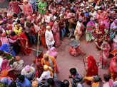Devotees Play Lathmar Holi