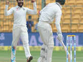 ​ Ravindra Jadeja celebrates after taking wicket