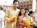 Rahul, Dimpy visit temple