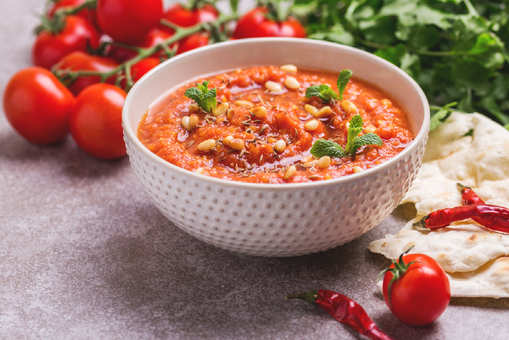 Tomato Ginger Rasam with Zucchini