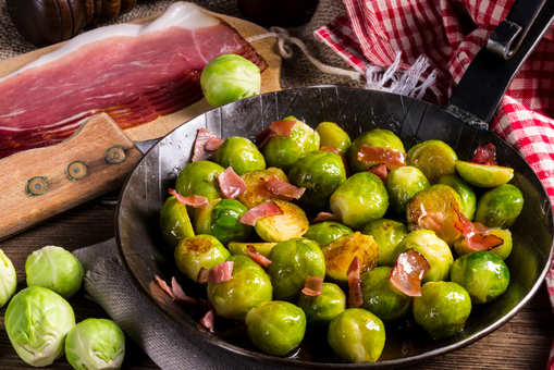 Sauteed Brussels Sprouts Leaves with Shallots and Gomasio