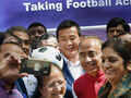 LS Speaker presents footballs to MPs
