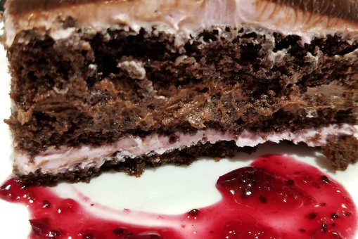 Flourless Chocolate Cake with Strawberry Coulis