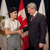 Justin meets the then Canadian Prime Minister in overalls